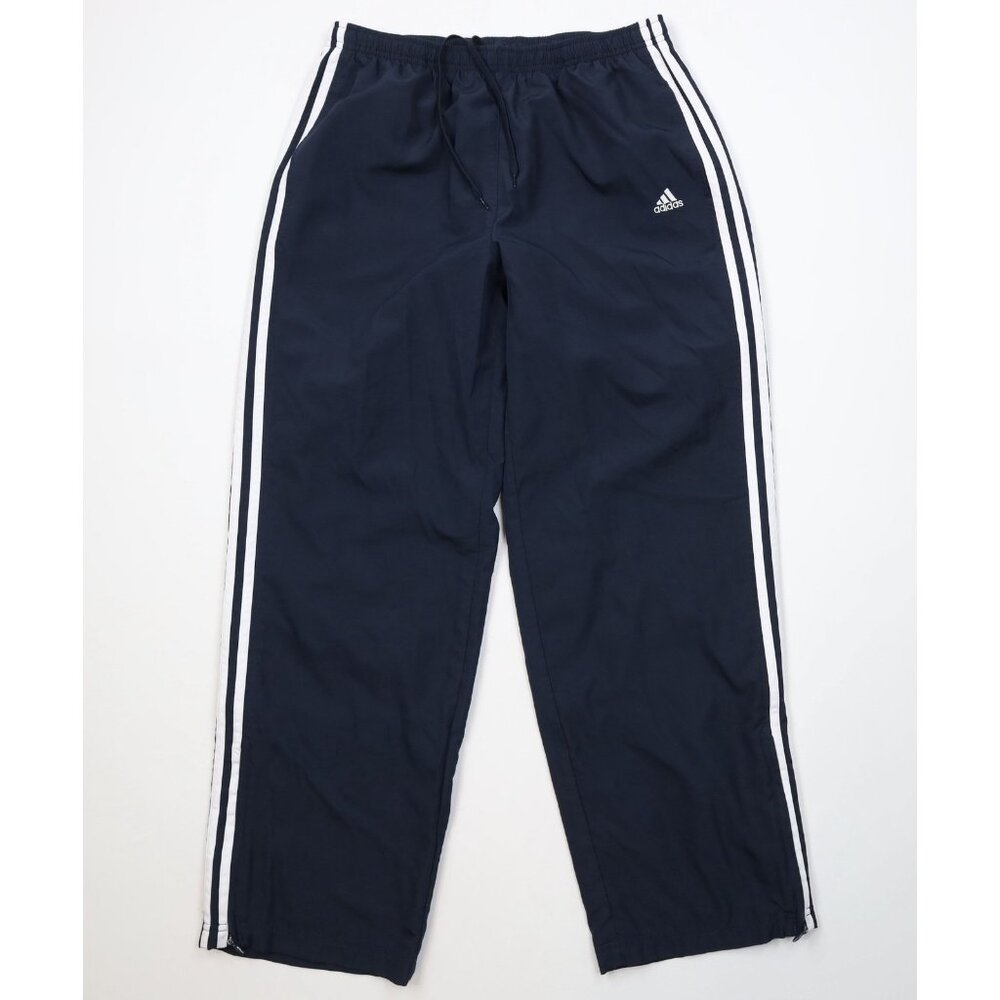 Vintage Y2K Adidas Womens Large Babydoll Lined Wide Leg Windbreaker Pants Blue